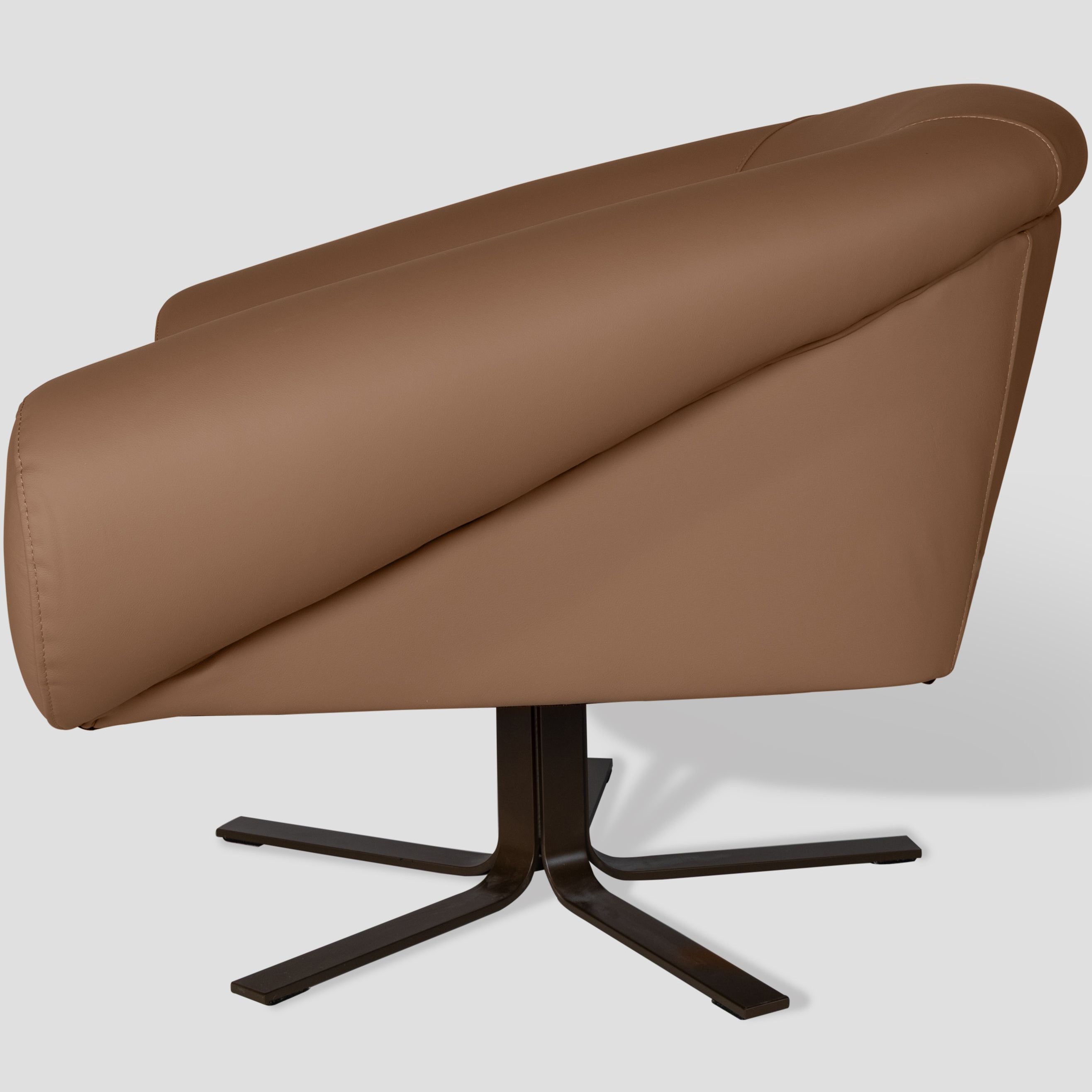 Plat Swivel Armchair 95 cm, Natural Light Brown Leather Secondary image