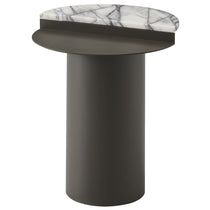 Mavor round side table, metal and marble tabletop