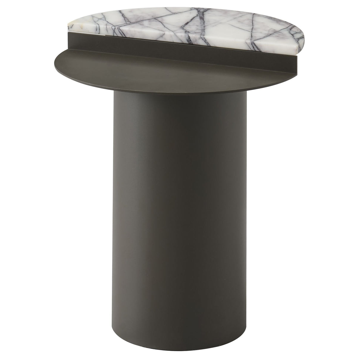 Mavor round side table, metal and marble tabletop
