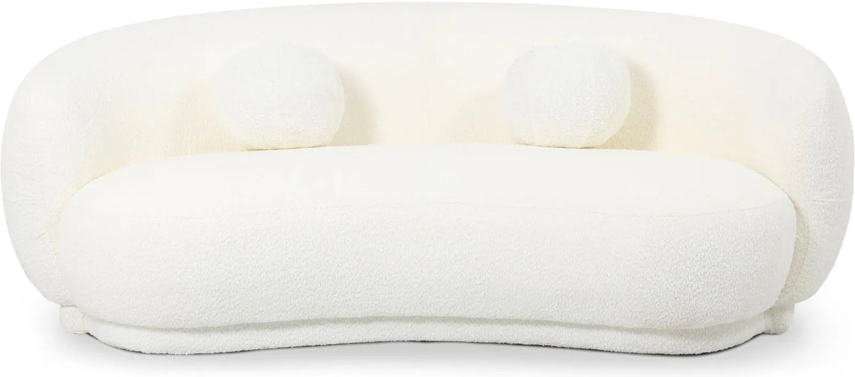 EMILY sofa shown in Natural Bouclé, front view