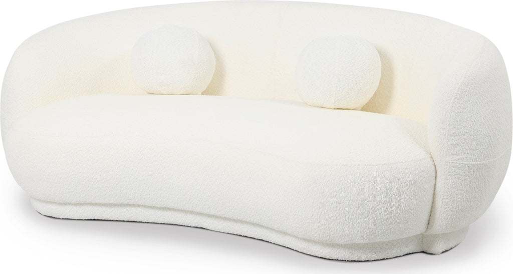 EMILY sofa in Natural Bouclé, angled front view