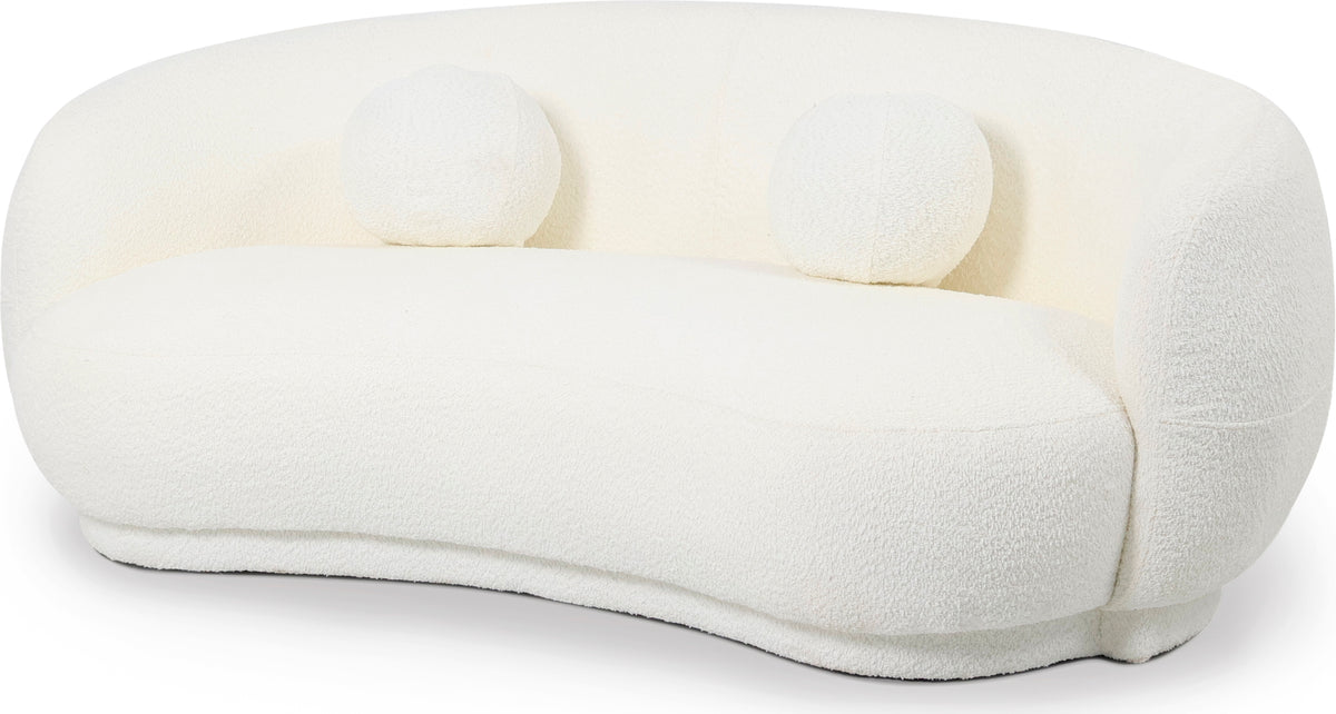 EMILY sofa in Natural Bouclé, angled front view