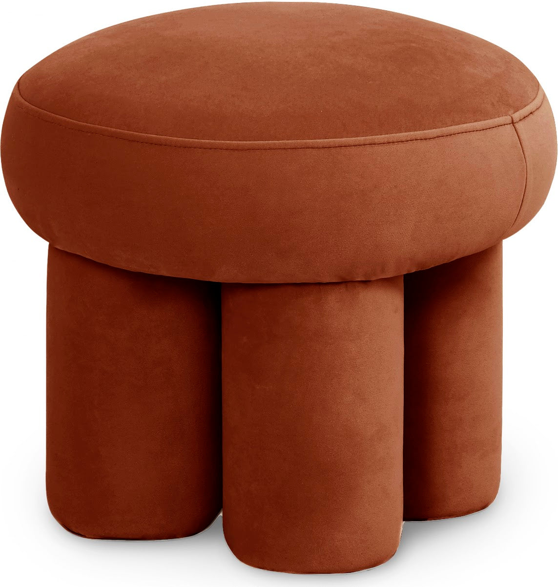 LOOP pouf in Saffron, angled view