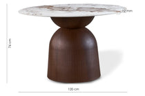 ATLAS dimensions: diameter 120 cm, height 76 cm and tabletop thickness 12 mm