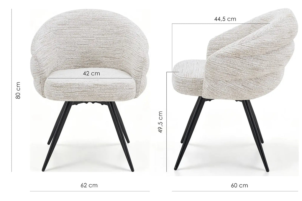 SHELL dimensions: width 62 cm, depth 60 cm, height 80 cm and seat height 49.5 cm