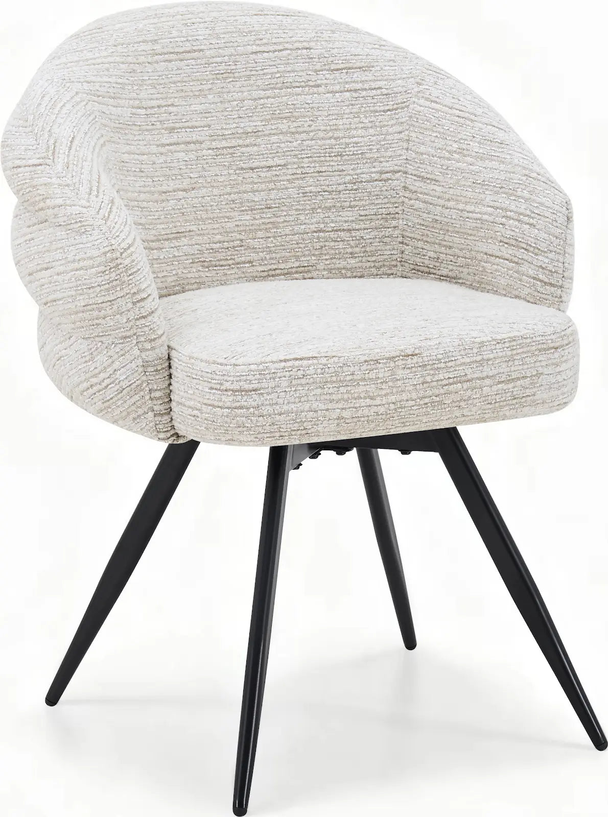 SHELL Dining Chair 180° Swivel — Oatmeal Corded Chenille, Black Base Secondary image