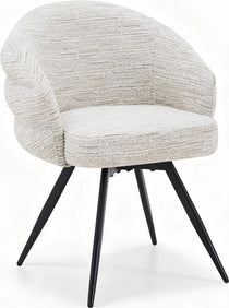 SHELL dining chair in Oatmeal Corded Chenille with a black base, angled front view