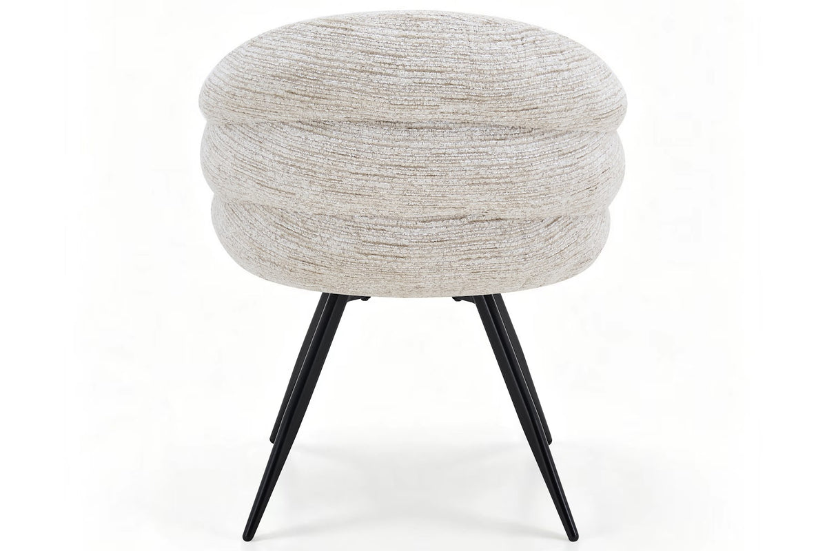 SHELL dining chair in Oatmeal Corded Chenille with a black base, rear view