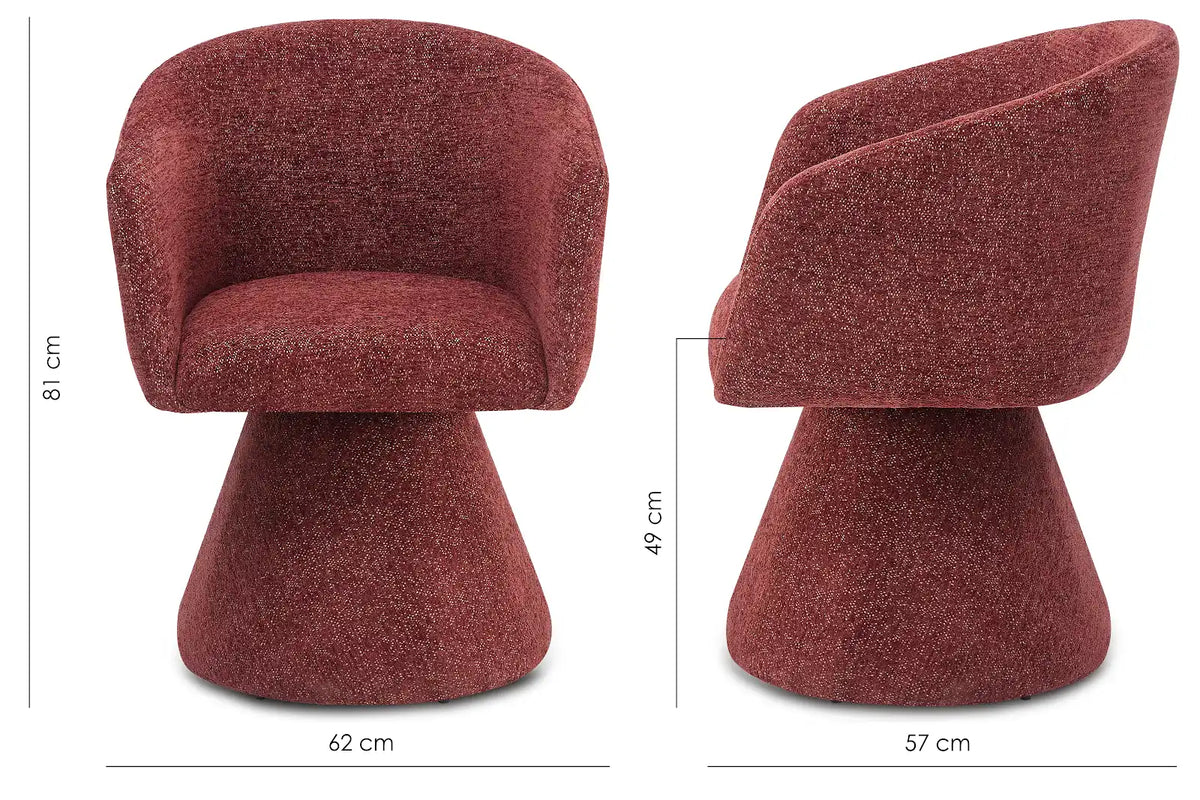 EVA dimensions: width 62 cm, depth 57 cm, height 81 cm and seat height 49 cm