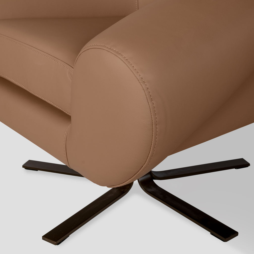 Plat Swivel Armchair 95 cm, Natural Light Brown Leather