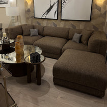 Liora modular corner sofa (right/left-hand configuration), 308 cm, brown melange bouclé