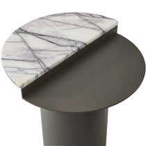 Mavor round side table, metal and marble tabletop