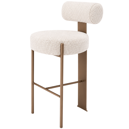 Tom bar stool, white bouclé