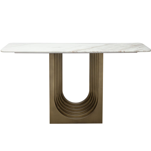 Akron console table, natural white marble and brass