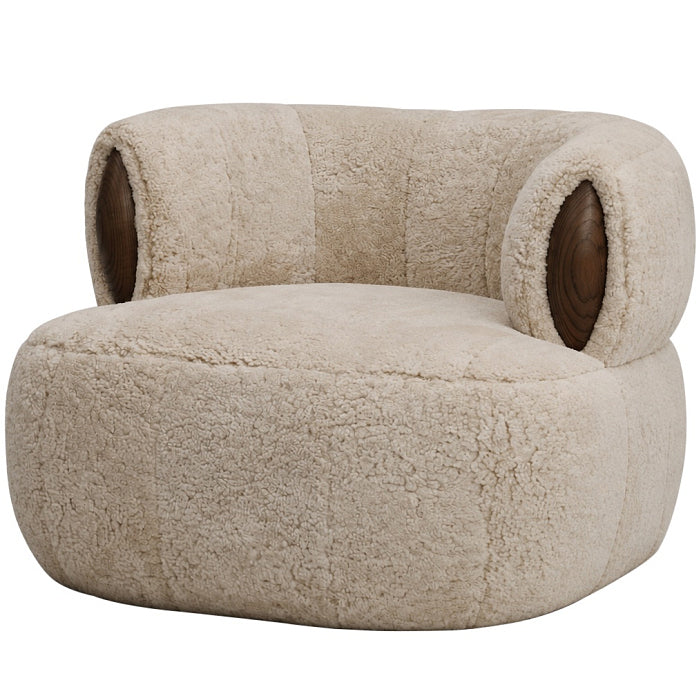 Blume swivel armchair, 89 cm, genuine sheepskin