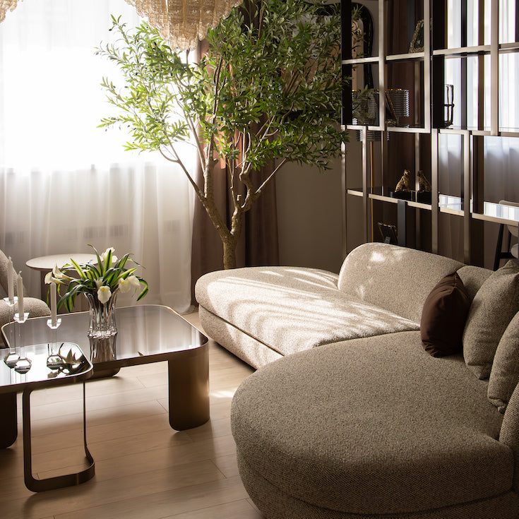 Ferrara corner sofa, 300 cm, burlap-weave fabric