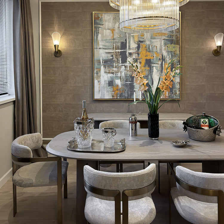 Orlean dining chair, pearl chenille