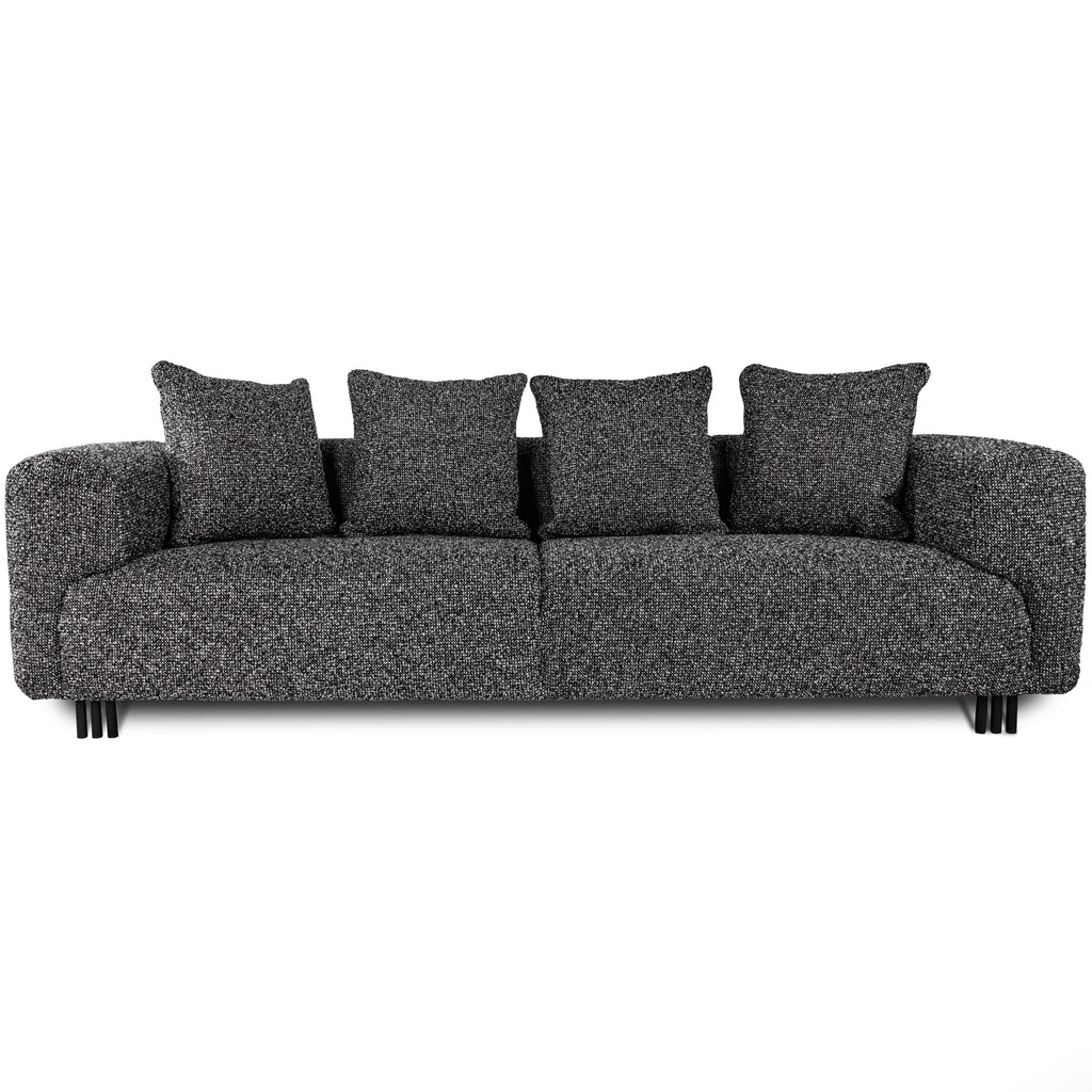 Bergman M 247 cm straight three-seater sofa, black and white bouclé