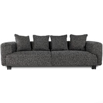 Bergman M 247 cm straight three-seater sofa, black and white bouclé