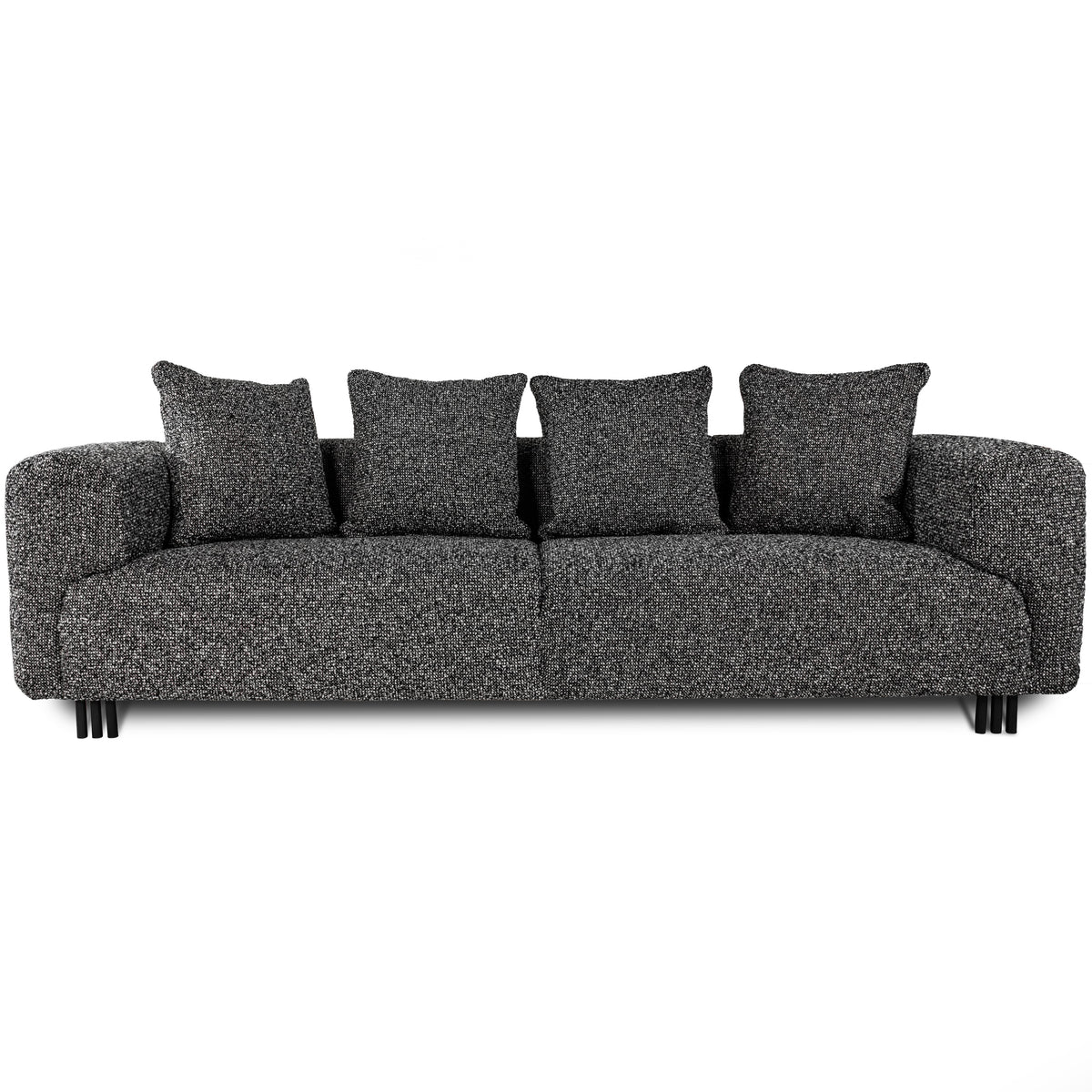 Bergman M 247 cm straight three-seater sofa, black and white bouclé