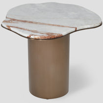 Istres side table with a shaped design and a marble tabletop