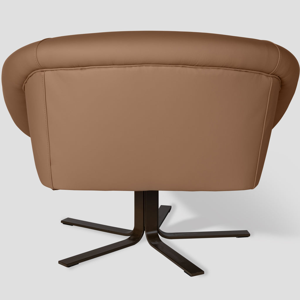 Plat Swivel Armchair 95 cm, Natural Light Brown Leather