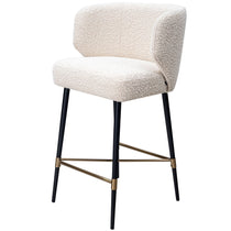 Andre counter stool, white bouclé
