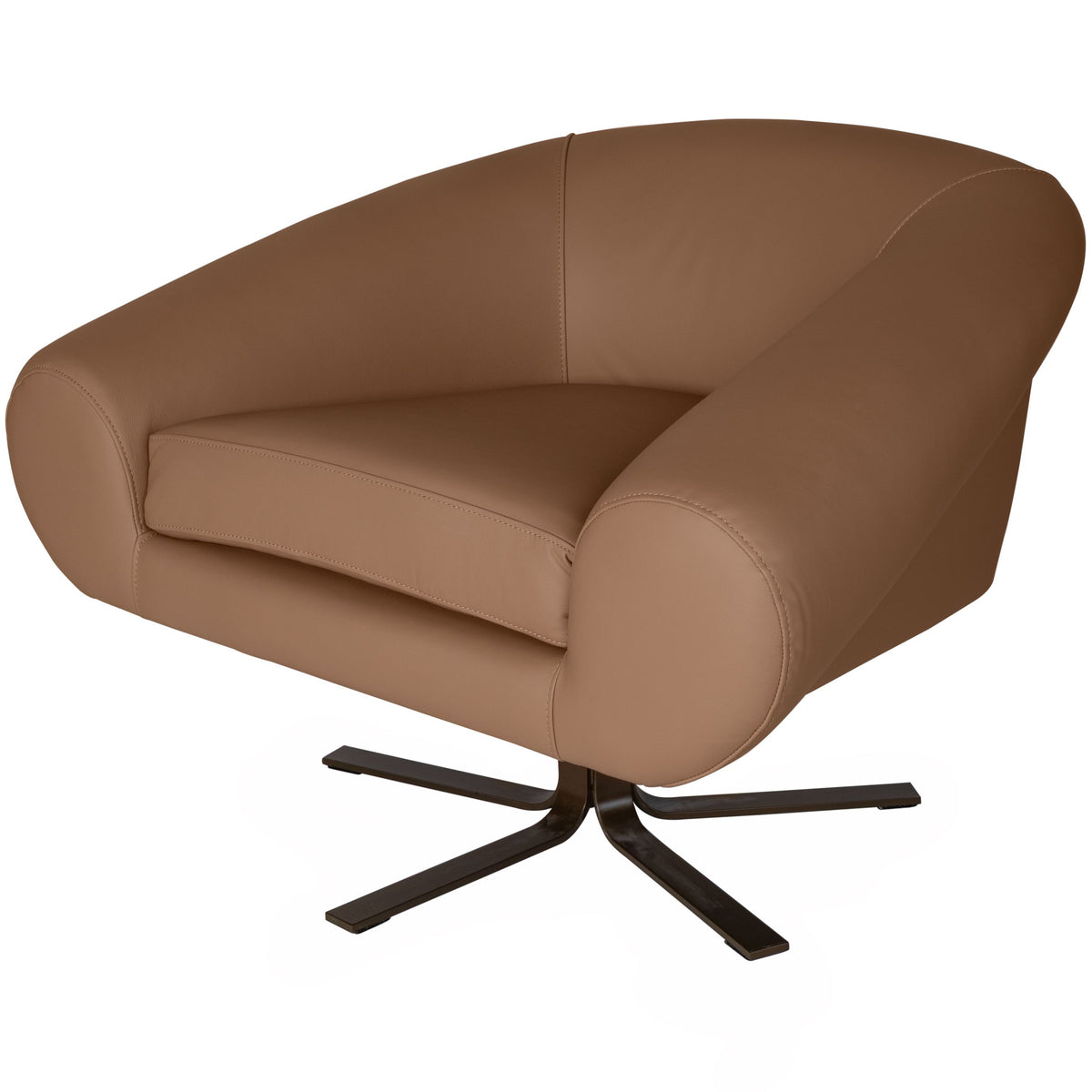 Plat Swivel Armchair 95 cm, Natural Light Brown Leather