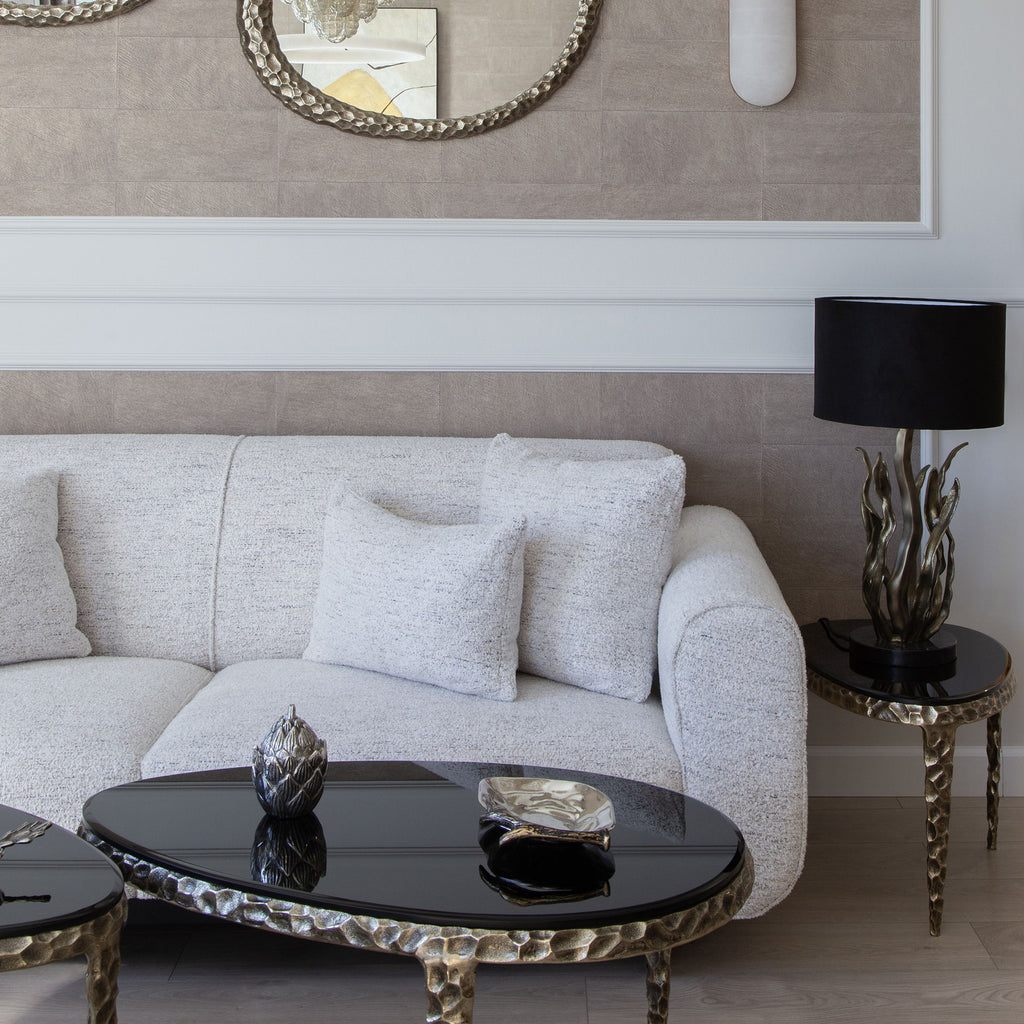 Meg side table, oval, glass tabletop