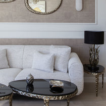 Meg side table, oval, glass tabletop