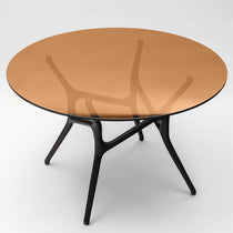 Ash round dining table, glass tabletop, 120 cm