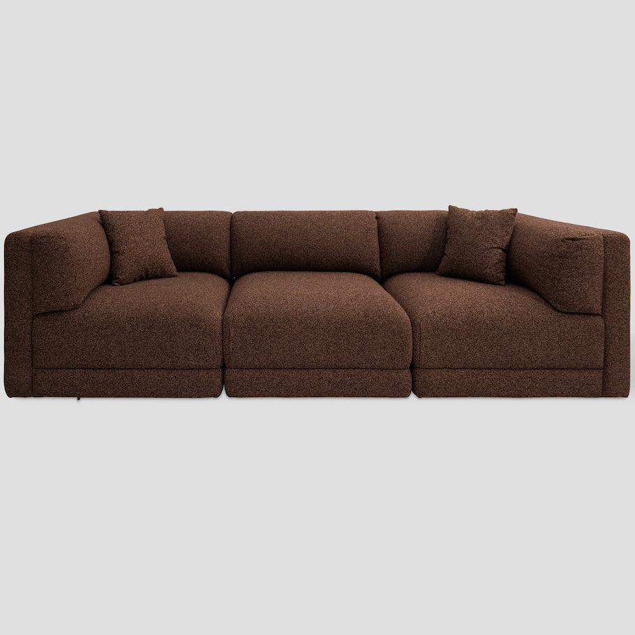Liora modular corner sofa (right/left-hand configuration), 308 cm, brown melange bouclé