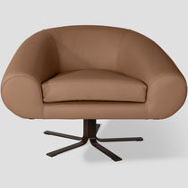 Plat Swivel Armchair 95 cm, Natural Light Brown Leather