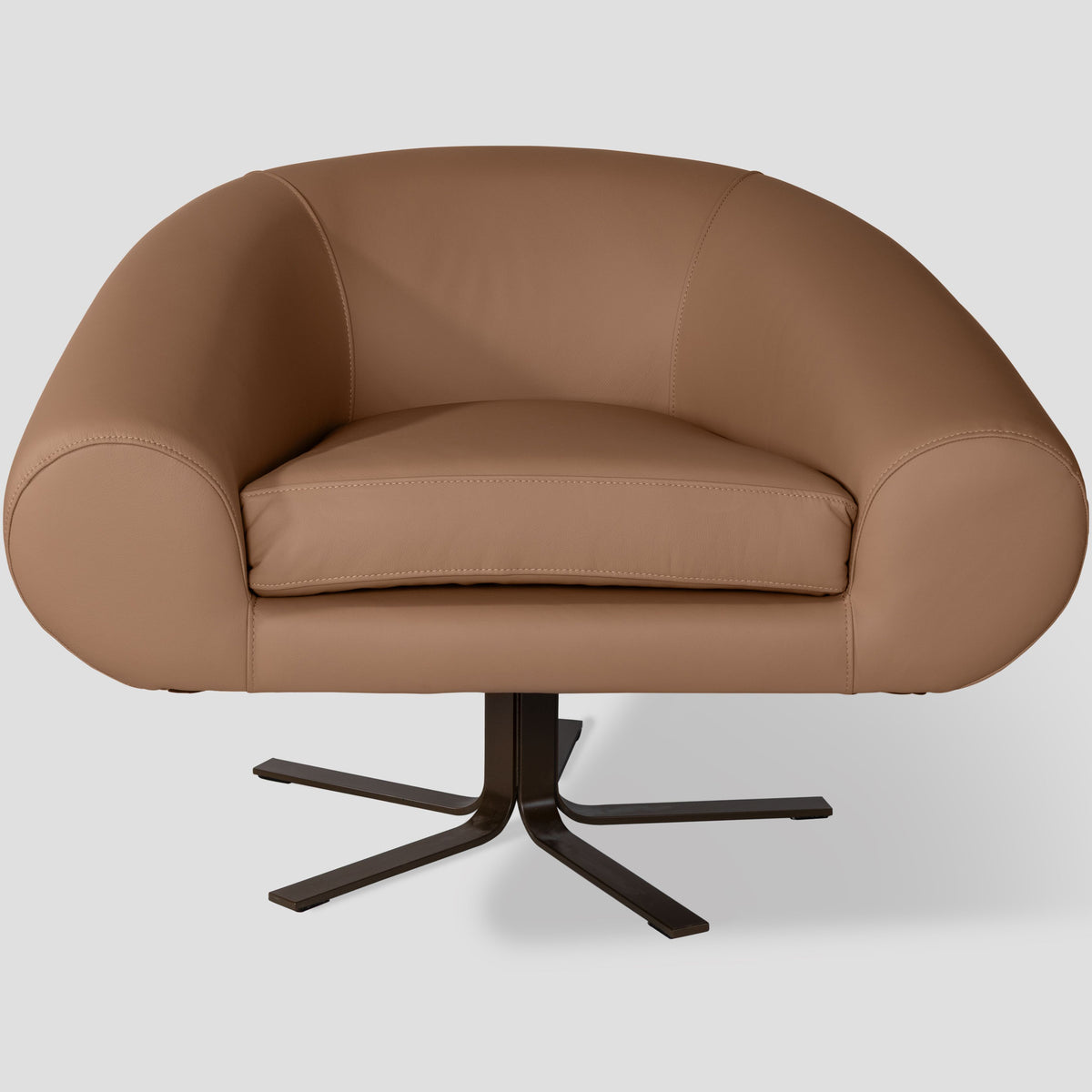 Plat Swivel Armchair 95 cm, Natural Light Brown Leather