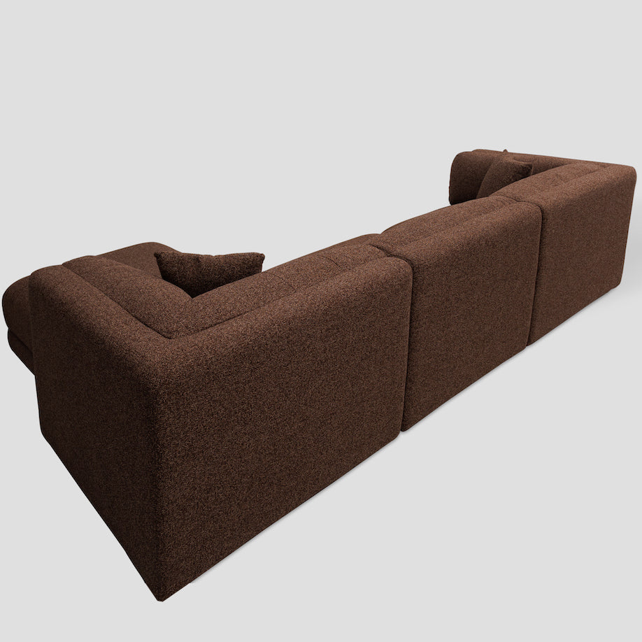 Liora modular corner sofa (right/left-hand configuration), 308 cm, brown melange bouclé