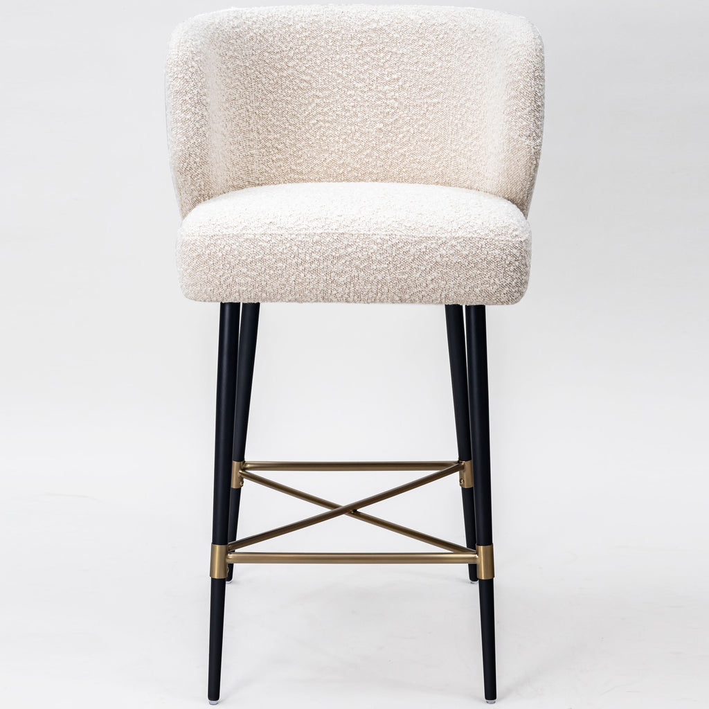 Andre counter stool, white bouclé