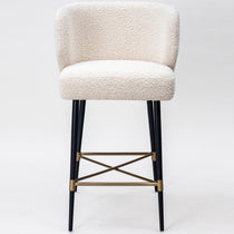 Andre counter stool, white bouclé