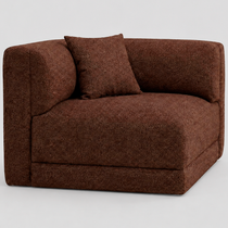 Liora modular corner sofa (right/left-hand configuration), 308 cm, brown melange bouclé