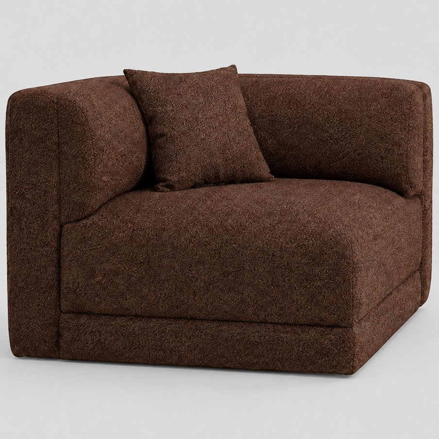 Liora modular corner sofa (right/left-hand configuration), 308 cm, brown melange bouclé