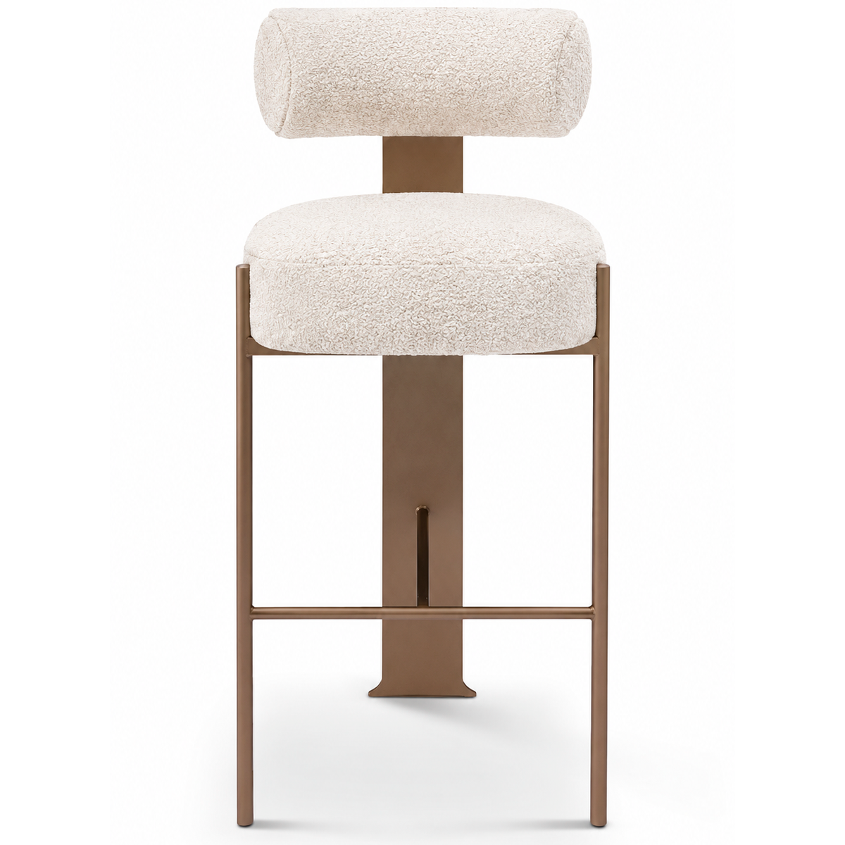 Tom bar stool, white bouclé