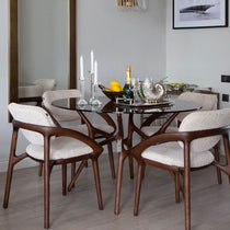 Willow dining chair, light beige melange bouclé