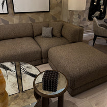 Liora modular corner sofa (right/left-hand configuration), 308 cm, brown melange bouclé