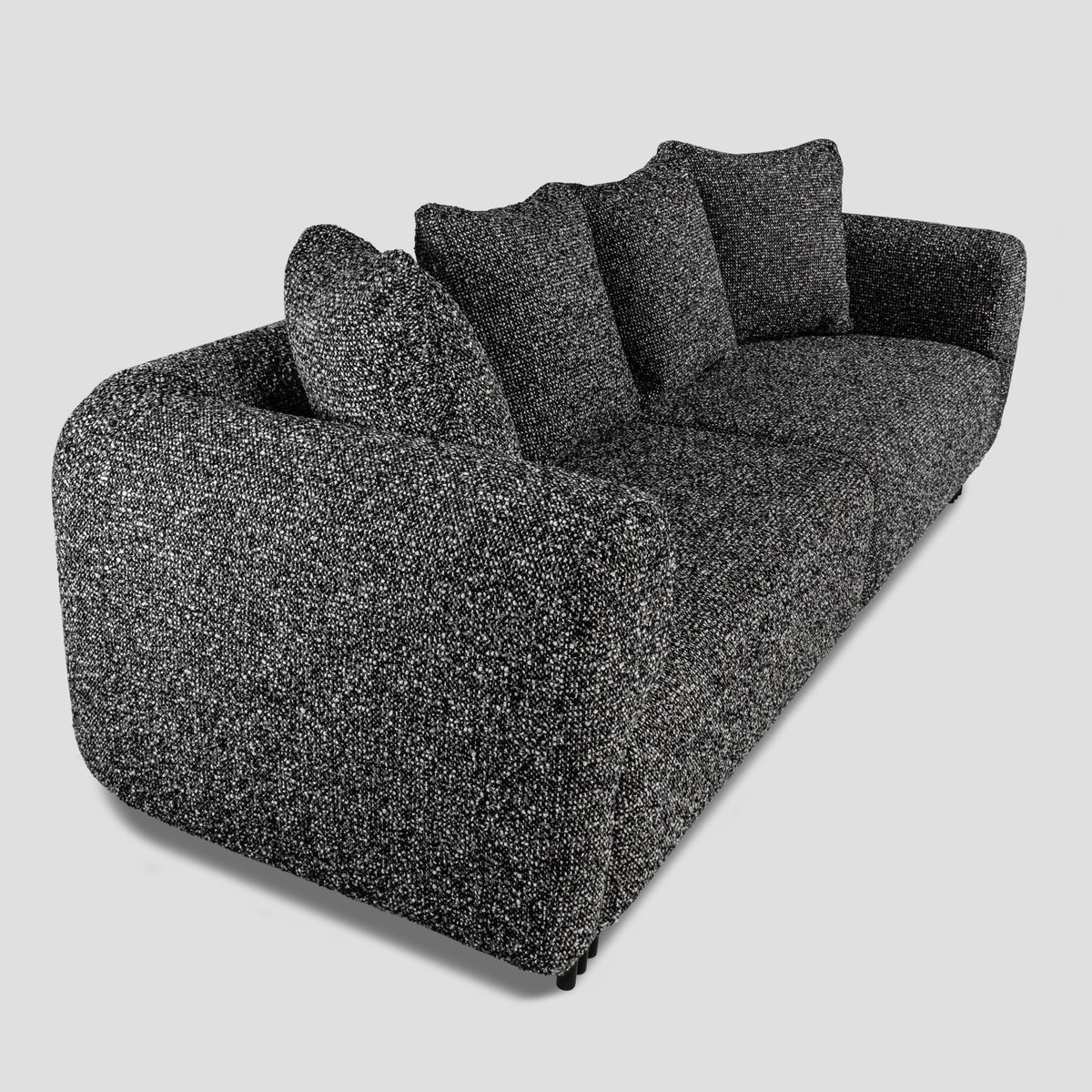 Bergman M 247 cm straight three-seater sofa, black and white bouclé