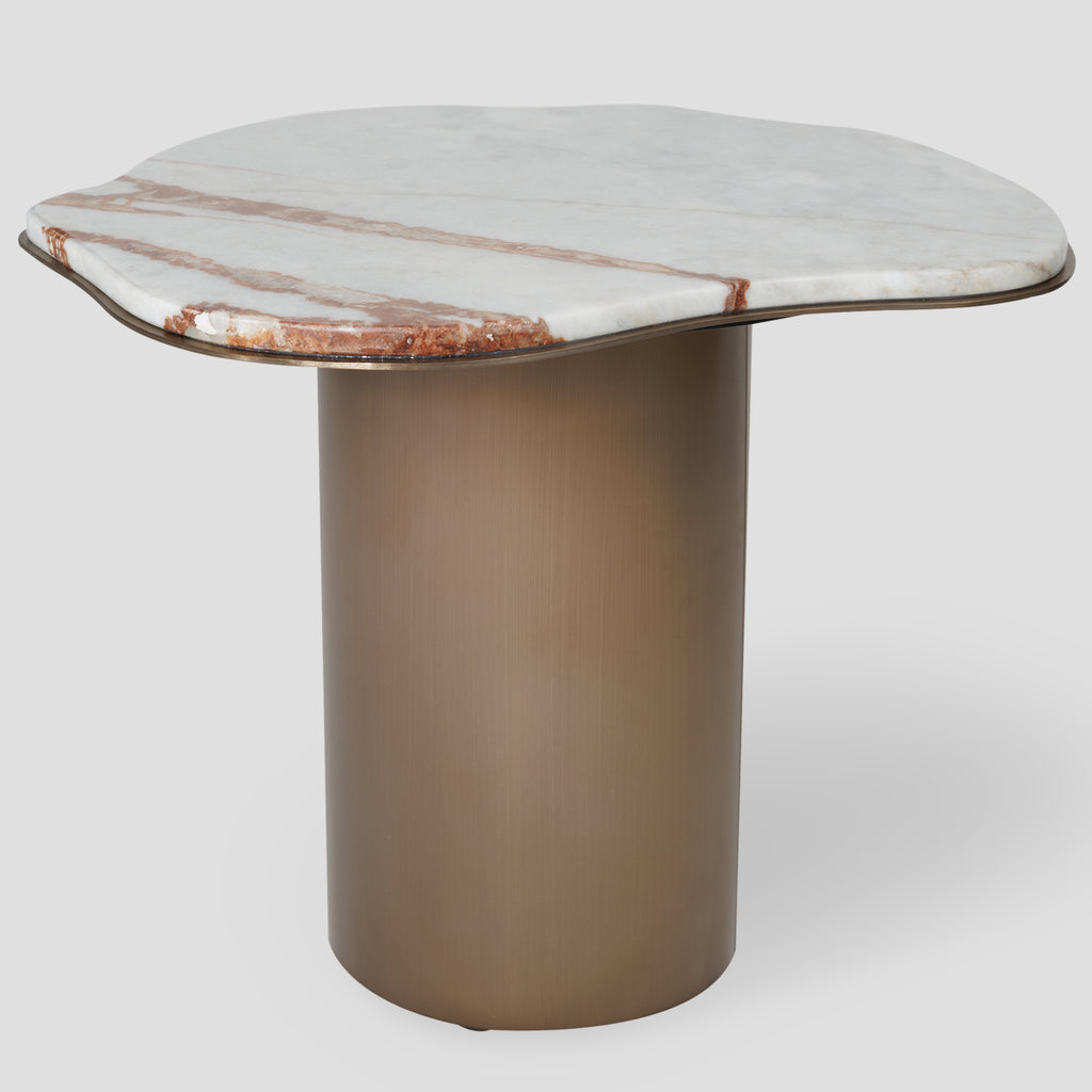 Istres side table with a shaped design and a marble tabletop