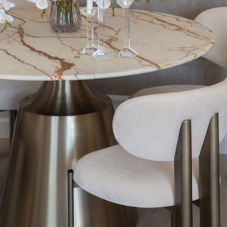 Larus round dining table, marble tabletop, 120 cm