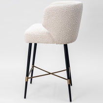Andre counter stool, white bouclé