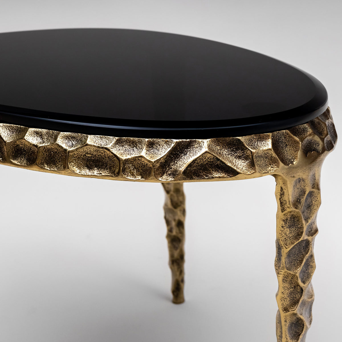 Meg side table, oval, glass tabletop