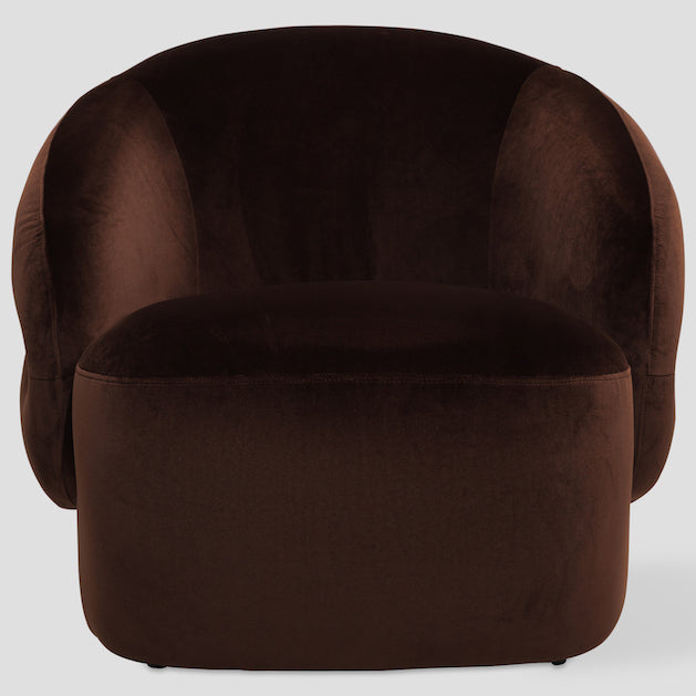Scar armchair, 90 cm, dark brown velour