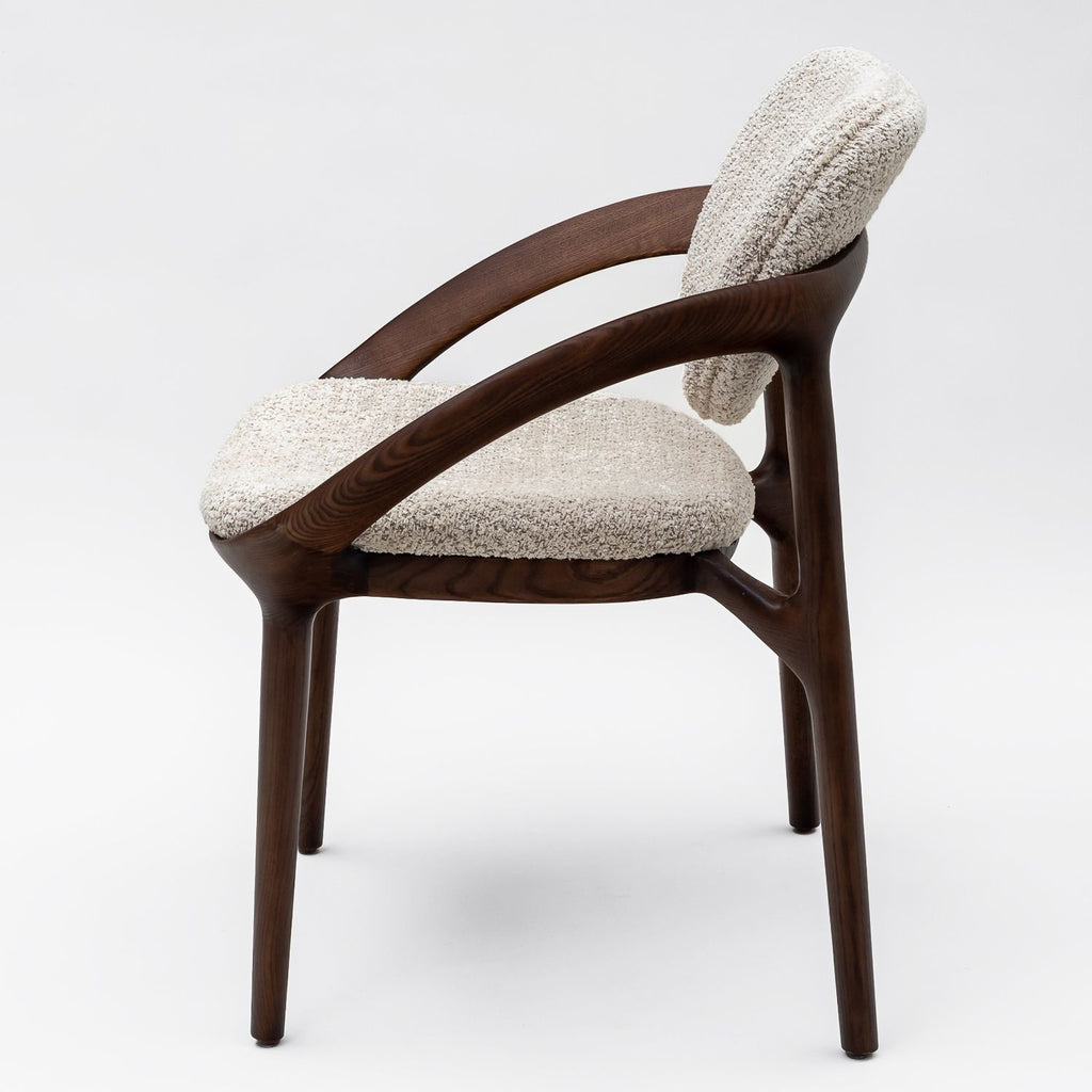 Willow dining chair, light beige melange bouclé