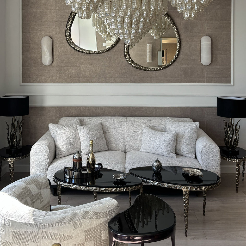 Meg side table, oval, glass tabletop
